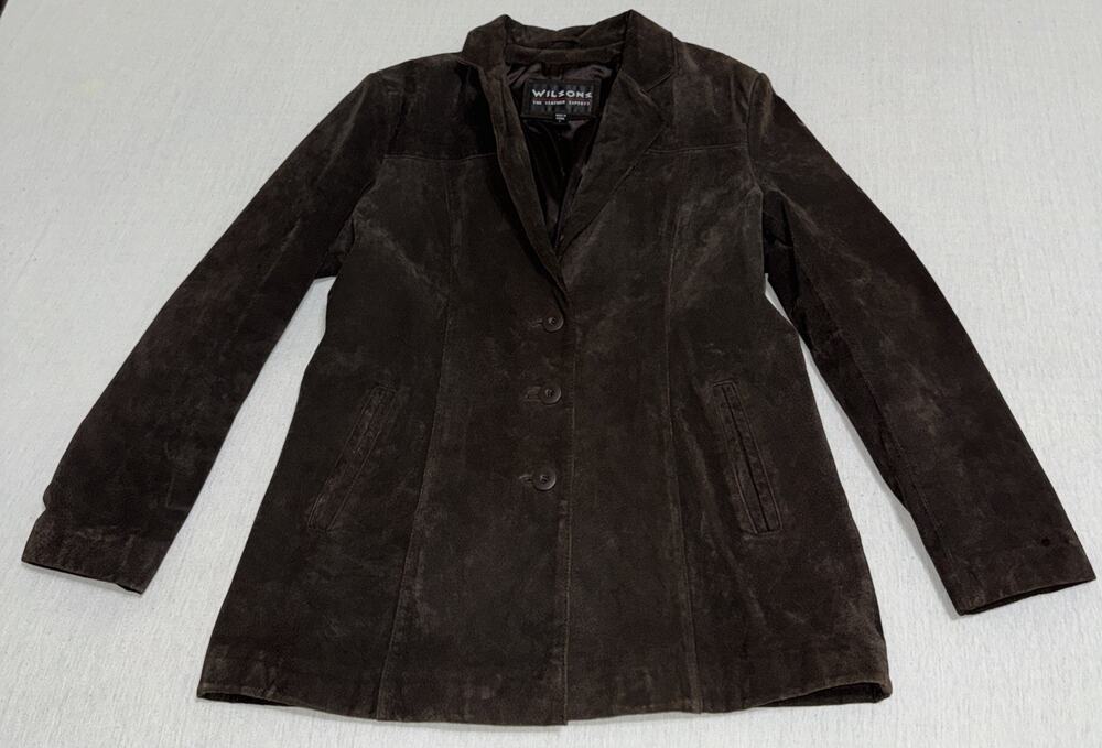 Wilsons Leather Women's Large Brown Suede Leather Blazer Jacket EUC